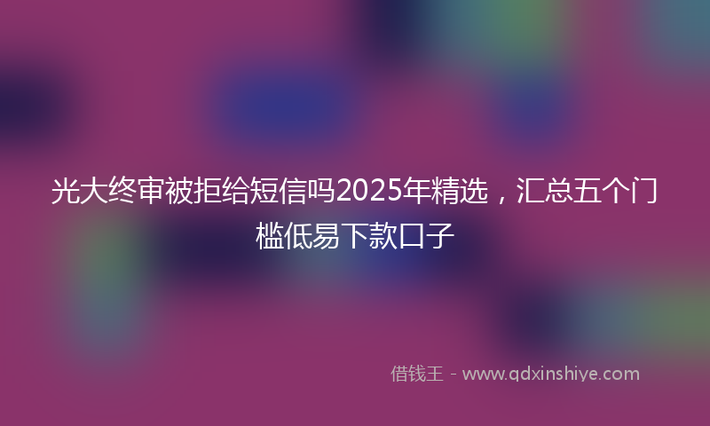 光大终审被拒给短信吗2025年精选，汇总五个门槛低易下款口子