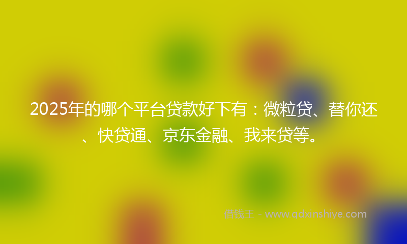 2025年的哪个平台贷款好下有：微粒贷、替你还、快贷通、京东金融、我来贷等。