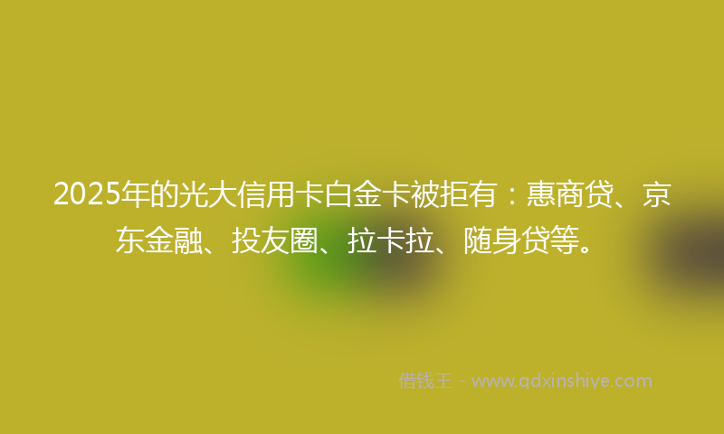 2025年的光大信用卡白金卡被拒有：惠商贷、京东金融、投友圈、拉卡拉、随身贷等。