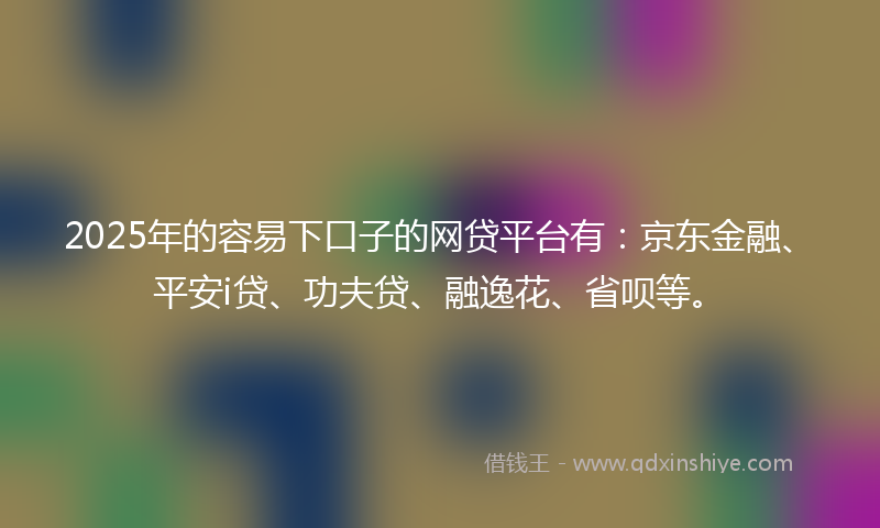 2025年的容易下口子的网贷平台有：京东金融、平安i贷、功夫贷、融逸花、省呗等。
