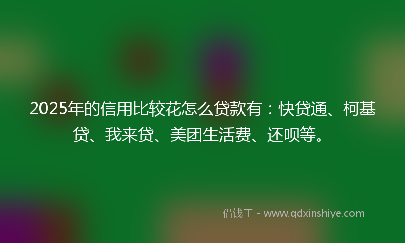 2025年的信用比较花怎么贷款有：快贷通、柯基贷、我来贷、美团生活费、还呗等。