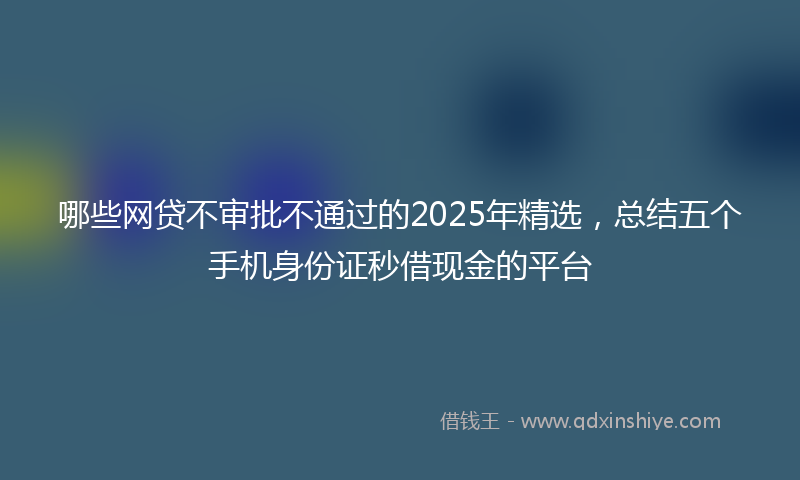 哪些网贷不审批不通过的2025年精选，总结五个手机身份证秒借现金的平台