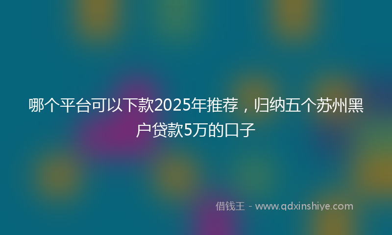 哪个平台可以下款2025年推荐，归纳五个苏州黑户贷款5万的口子