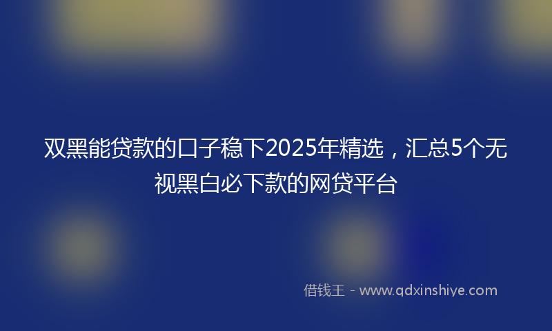 双黑能贷款的口子稳下2025年精选，汇总5个无视黑白必下款的网贷平台