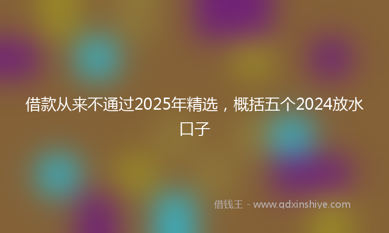 借款从来不通过2025年精选，概括五个2024放水口子