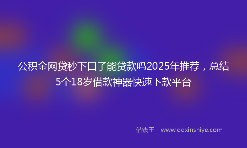 公积金网贷秒下口子能贷款吗2025年推荐，总结5个18岁借款神器快速下款平台