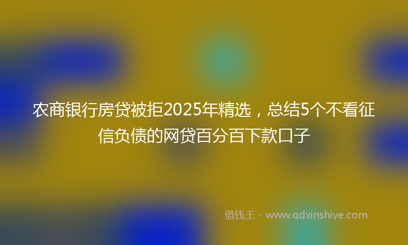 农商银行房贷被拒2025年精选，总结5个不看征信负债的网贷百分百下款口子