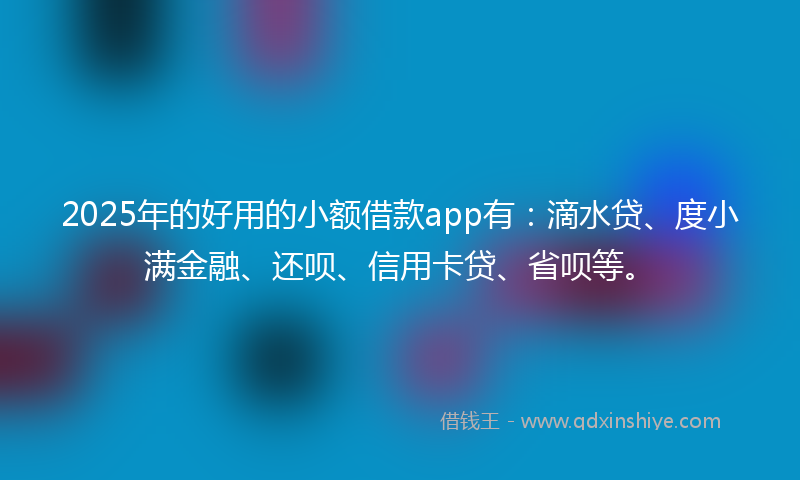 2025年的好用的小额借款app有：滴水贷、度小满金融、还呗、信用卡贷、省呗等。