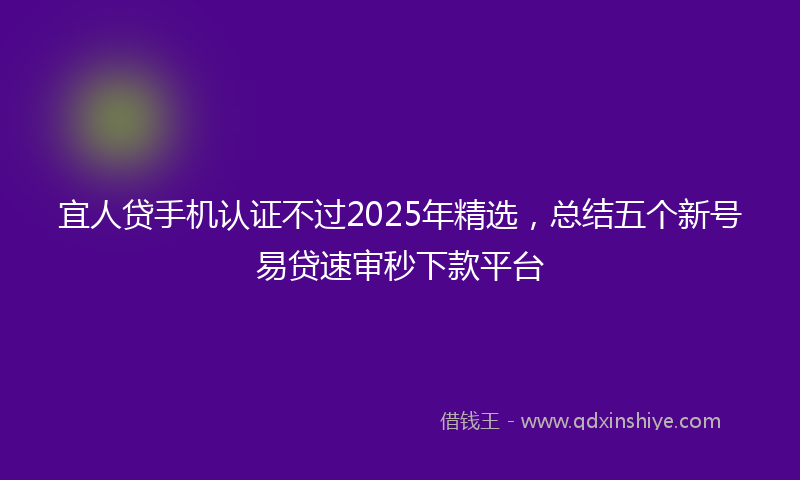 宜人贷手机认证不过2025年精选，总结五个新号易贷速审秒下款平台
