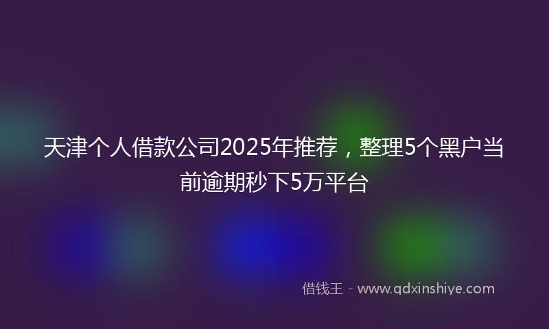 天津个人借款公司2025年推荐，整理5个黑户当前逾期秒下5万平台