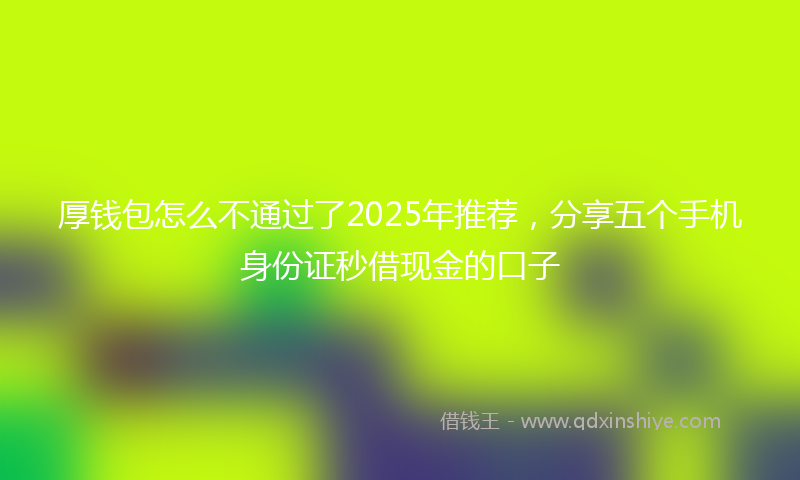 厚钱包怎么不通过了2025年推荐，分享五个手机身份证秒借现金的口子