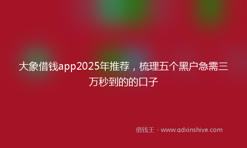 大象借钱app2025年推荐，梳理五个黑户急需三万秒到的的口子