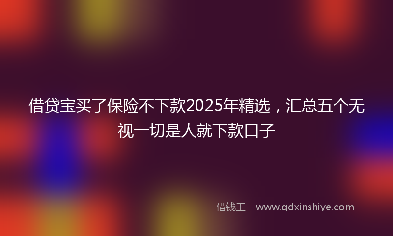 借贷宝买了保险不下款2025年精选，汇总五个无视一切是人就下款口子