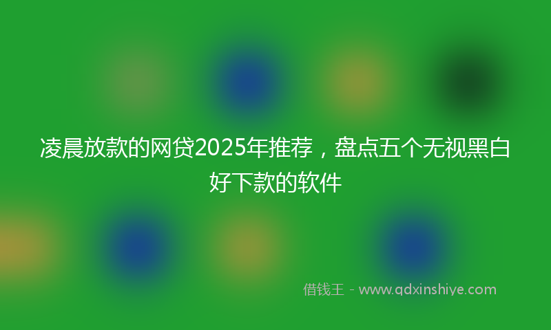 凌晨放款的网贷2025年推荐，盘点五个无视黑白好下款的软件