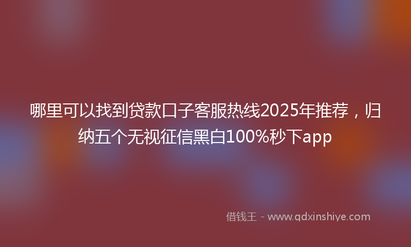 哪里可以找到贷款口子客服热线2025年推荐，归纳五个无视征信黑白100%秒下app