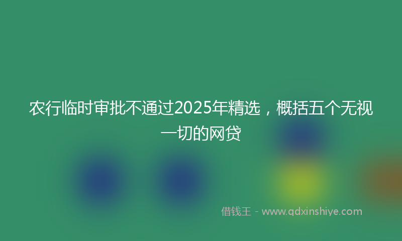 农行临时审批不通过2025年精选，概括五个无视一切的网贷