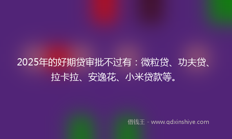 2025年的好期贷审批不过有：微粒贷、功夫贷、拉卡拉、安逸花、小米贷款等。