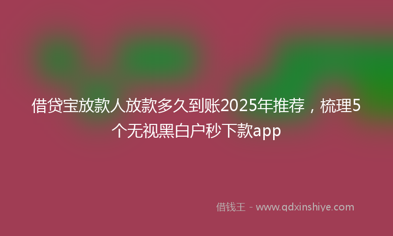 借贷宝放款人放款多久到账2025年推荐，梳理5个无视黑白户秒下款app