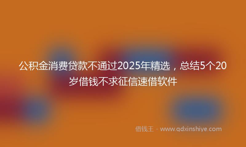 公积金消费贷款不通过2025年精选，总结5个20岁借钱不求征信速借软件