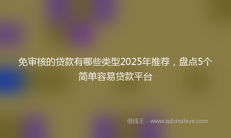 免审核的贷款有哪些类型2025年推荐，盘点5个简单容易贷款平台