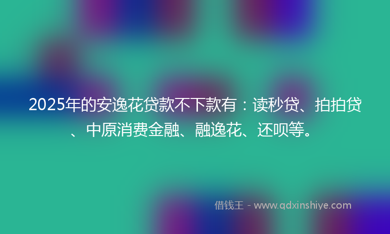 2025年的安逸花贷款不下款有：读秒贷、拍拍贷、中原消费金融、融逸花、还呗等。