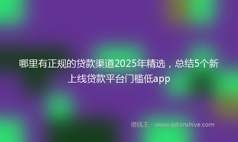 哪里有正规的贷款渠道2025年精选，总结5个新上线贷款平台门槛低app