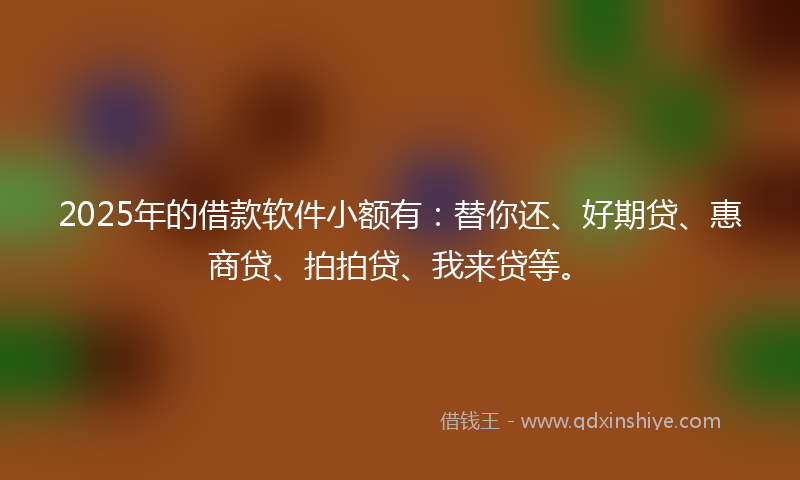2025年的借款软件小额有：替你还、好期贷、惠商贷、拍拍贷、我来贷等。