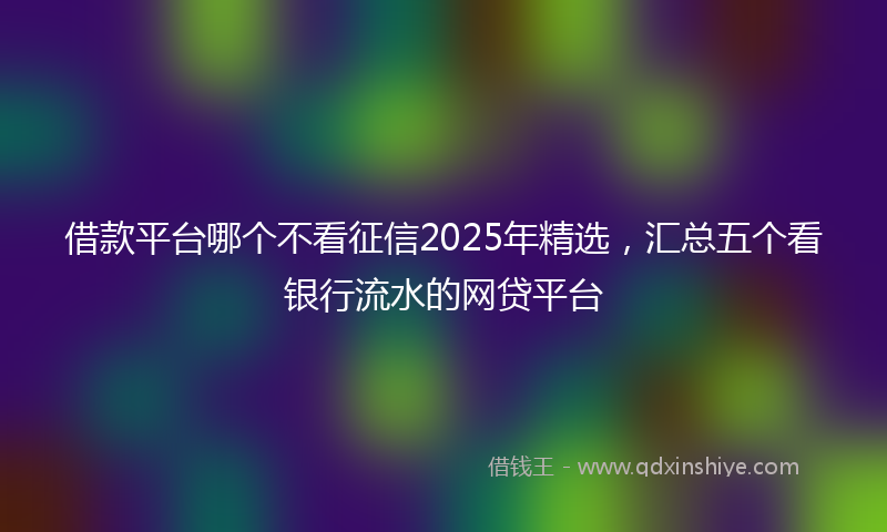 借款平台哪个不看征信2025年精选，汇总五个看银行流水的网贷平台