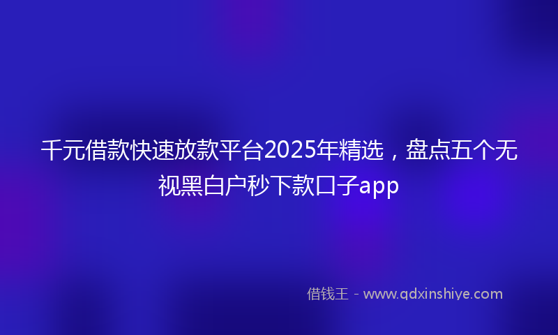 千元借款快速放款平台2025年精选，盘点五个无视黑白户秒下款口子app