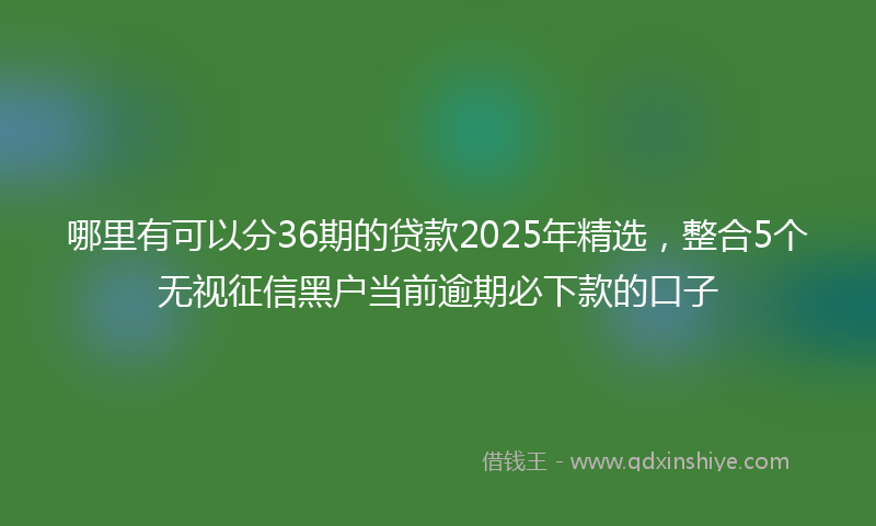 哪里有可以分36期的贷款2025年精选，整合5个无视征信黑户当前逾期必下款的口子