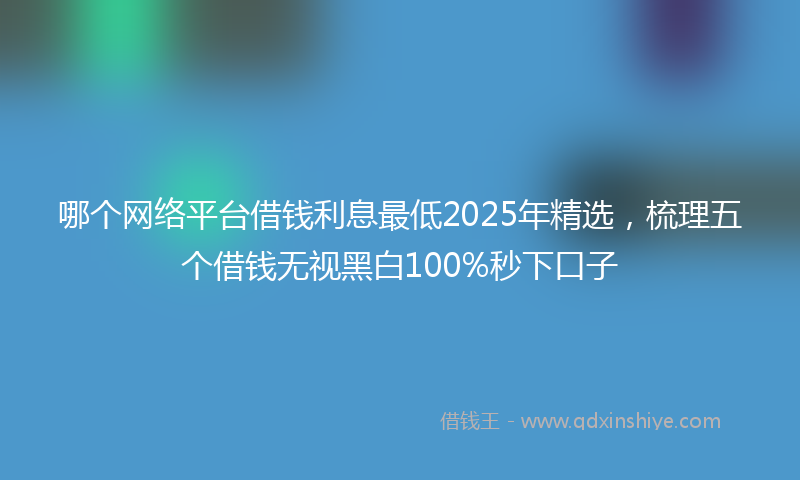 哪个网络平台借钱利息最低2025年精选，梳理五个借钱无视黑白100%秒下口子
