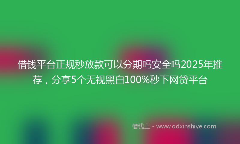 借钱平台正规秒放款可以分期吗安全吗2025年推荐，分享5个无视黑白100%秒下网贷平台