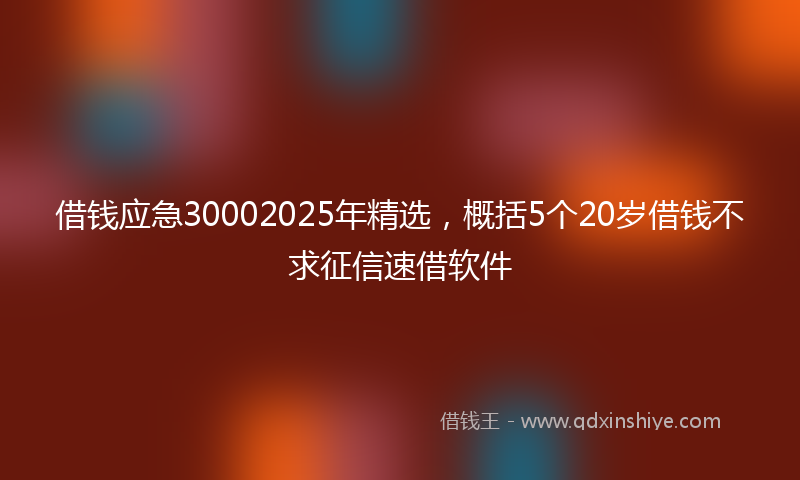 借钱应急30002025年精选，概括5个20岁借钱不求征信速借软件