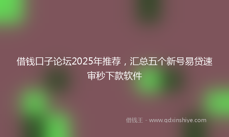 借钱口子论坛2025年推荐，汇总五个新号易贷速审秒下款软件