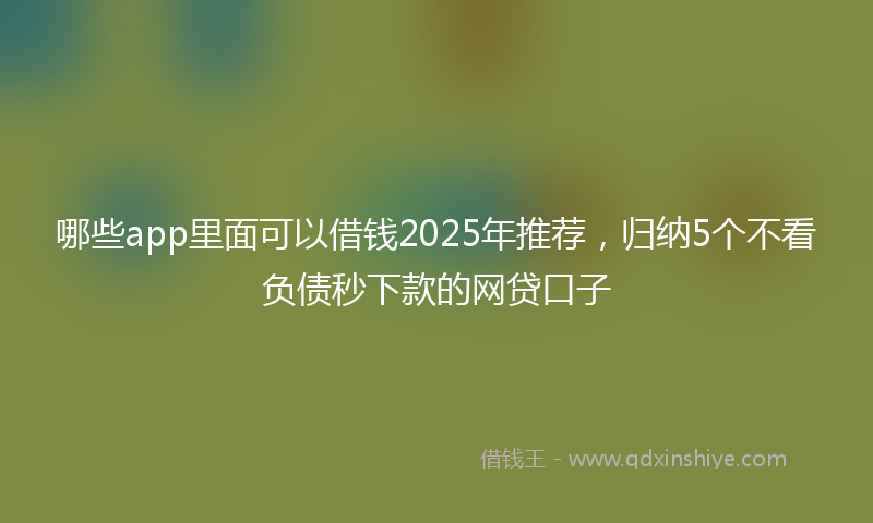 哪些app里面可以借钱2025年推荐，归纳5个不看负债秒下款的网贷口子
