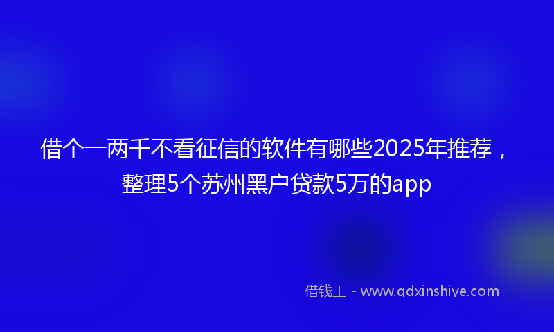 借个一两千不看征信的软件有哪些2025年推荐，整理5个苏州黑户贷款5万的app