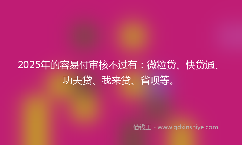 2025年的容易付审核不过有：微粒贷、快贷通、功夫贷、我来贷、省呗等。