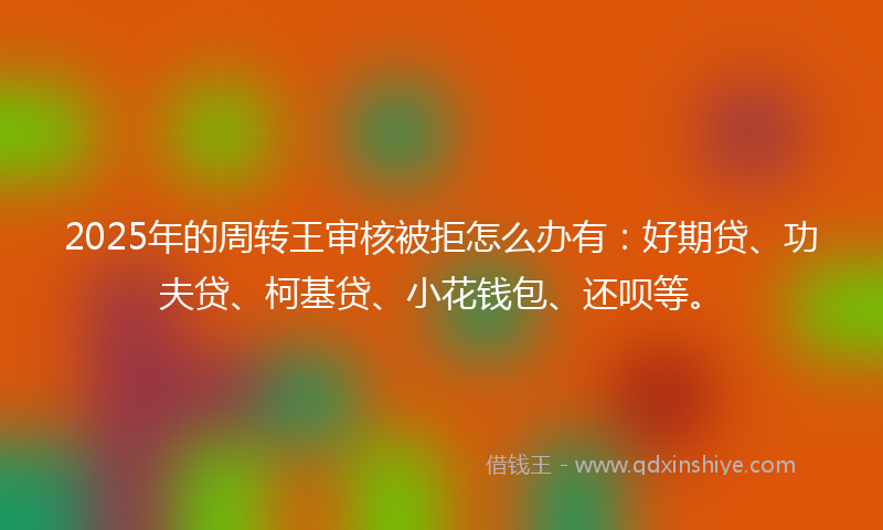 2025年的周转王审核被拒怎么办有：好期贷、功夫贷、柯基贷、小花钱包、还呗等。