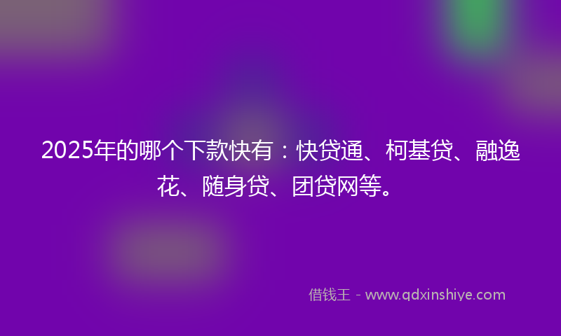 2025年的哪个下款快有：快贷通、柯基贷、融逸花、随身贷、团贷网等。