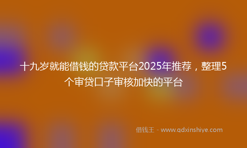 十九岁就能借钱的贷款平台2025年推荐，整理5个审贷口子审核加快的平台