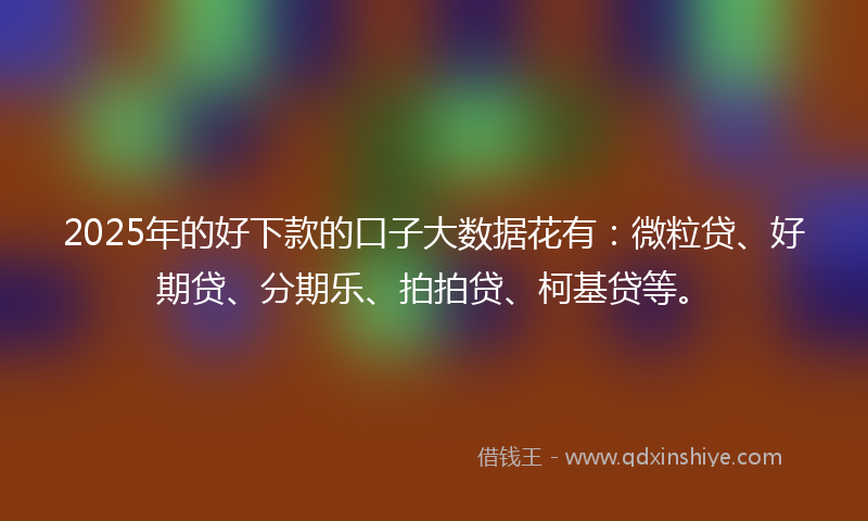 2025年的好下款的口子大数据花有：微粒贷、好期贷、分期乐、拍拍贷、柯基贷等。