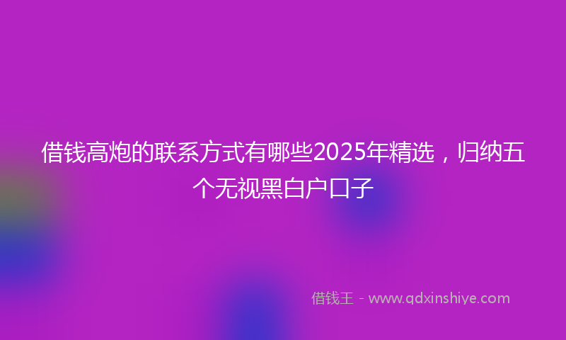 借钱高炮的联系方式有哪些2025年精选，归纳五个无视黑白户口子