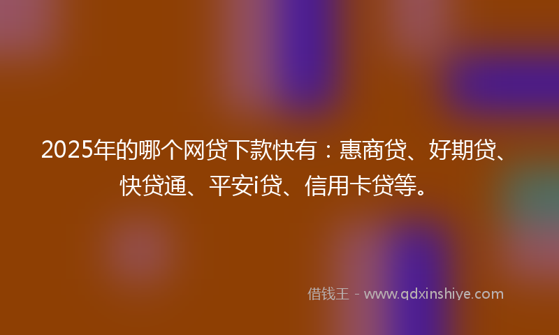 2025年的哪个网贷下款快有：惠商贷、好期贷、快贷通、平安i贷、信用卡贷等。