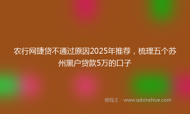 农行网捷贷不通过原因2025年推荐，梳理五个苏州黑户贷款5万的口子