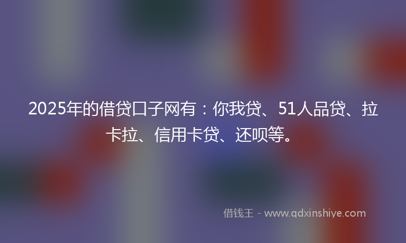 2025年的借贷口子网有：你我贷、51人品贷、拉卡拉、信用卡贷、还呗等。