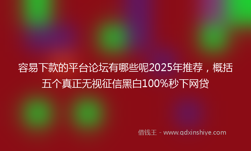 容易下款的平台论坛有哪些呢2025年推荐，概括五个真正无视征信黑白100%秒下网贷