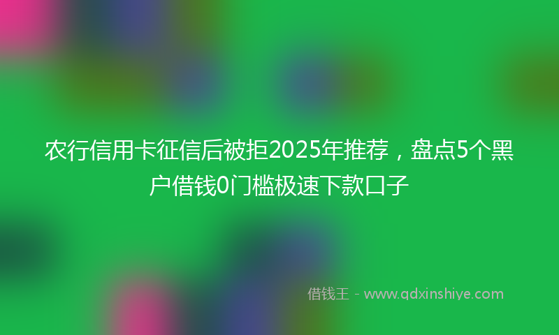 农行信用卡征信后被拒2025年推荐，盘点5个黑户借钱0门槛极速下款口子