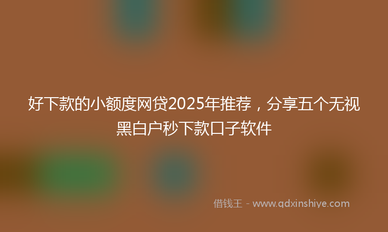 好下款的小额度网贷2025年推荐，分享五个无视黑白户秒下款口子软件