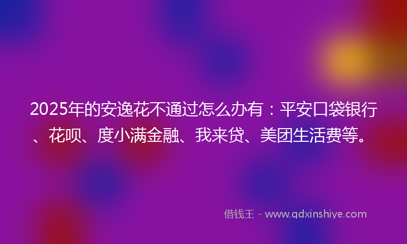 2025年的安逸花不通过怎么办有：平安口袋银行、花呗、度小满金融、我来贷、美团生活费等。