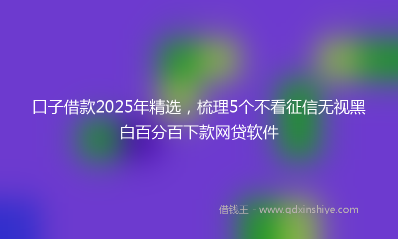口子借款2025年精选，梳理5个不看征信无视黑白百分百下款网贷软件
